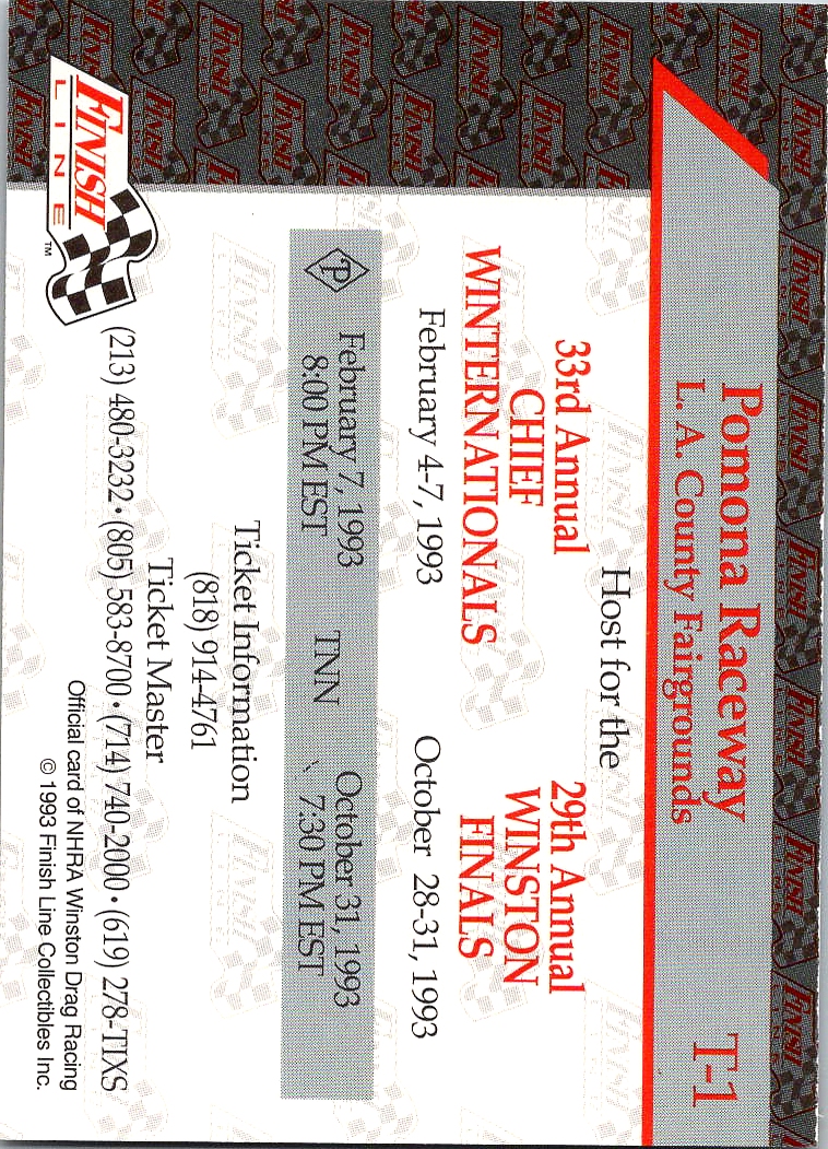 1993 Finish Line NHRA Speedways Racing - Pick From List